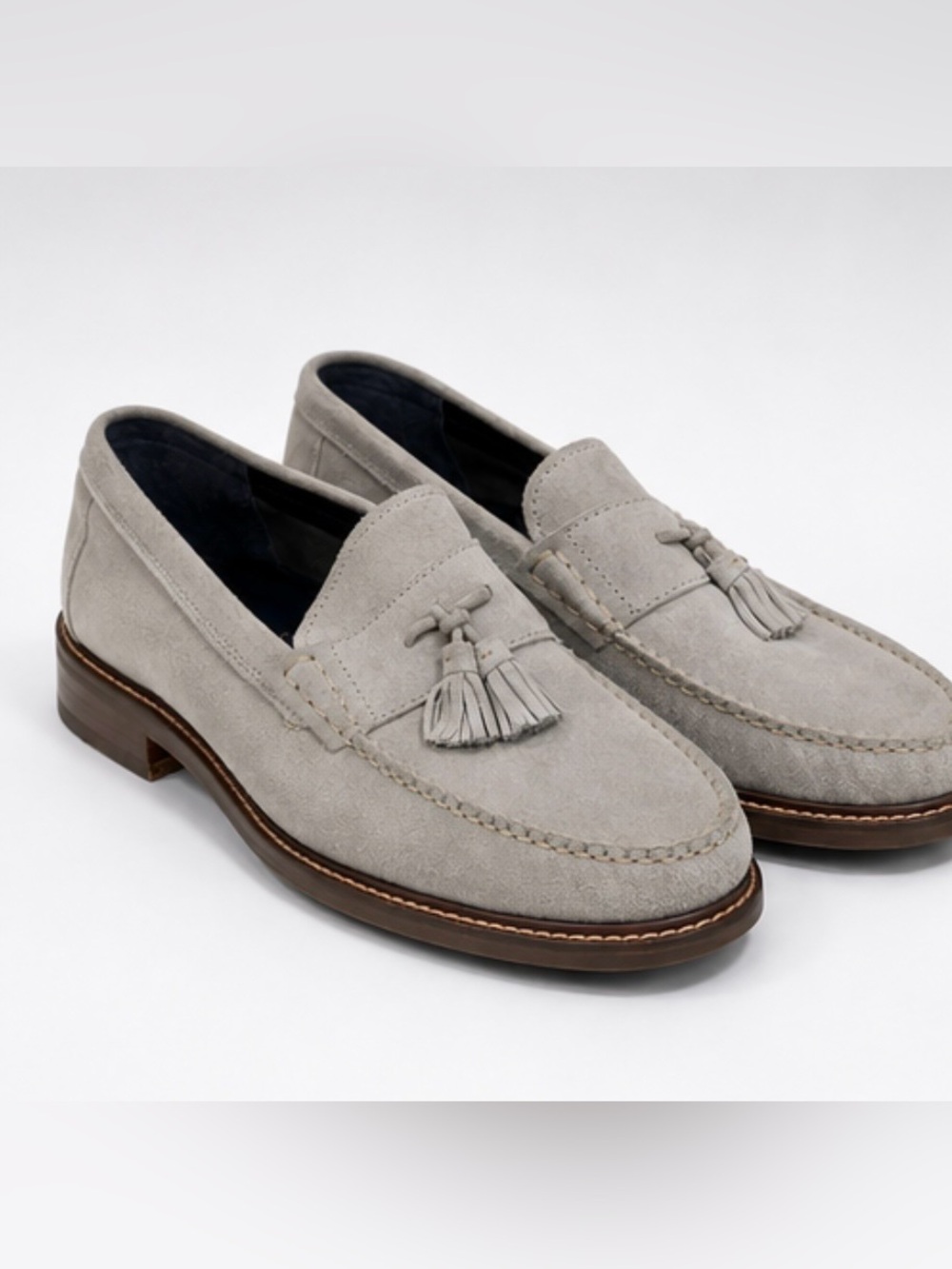 Cole Haan Pinch Maine Grey Suede Tasseled Loafers Men's Size 12 M Slip On Shoes